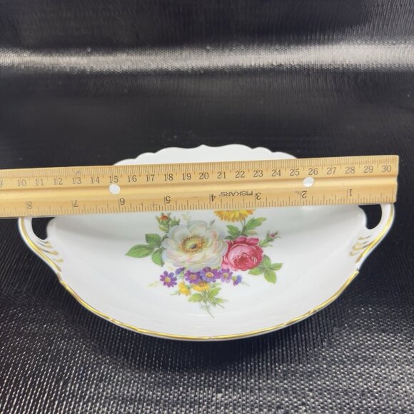 AK Kaiser Germany Gloria Fine Porcelain Dish Bowl With Handles Floral Pattern - Picture 5 of 14
